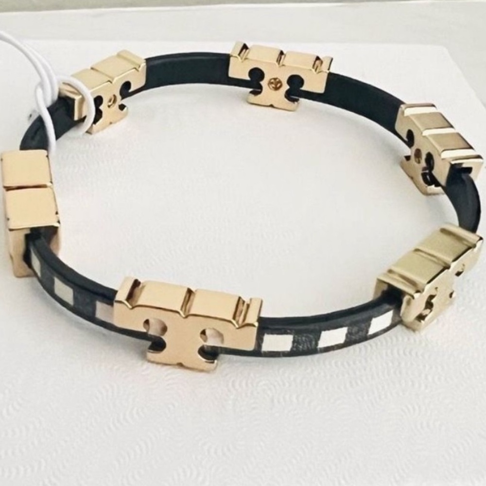Tory Burch single Ts Wrap Plaid Leather bracelet - Picture 4 of 8
